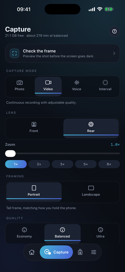 Capture settings before arming